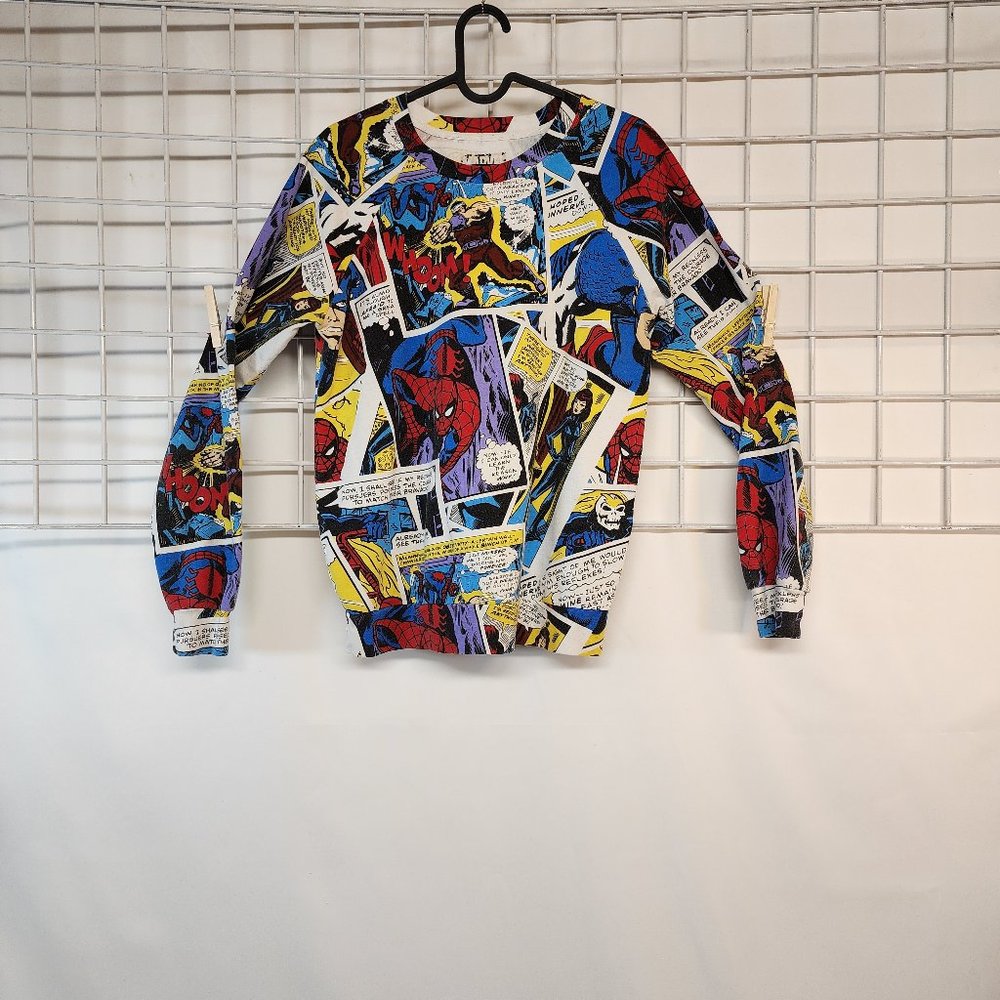 Small Mens Marvel Long sleeve comic book spiderman shirt tee batman joker